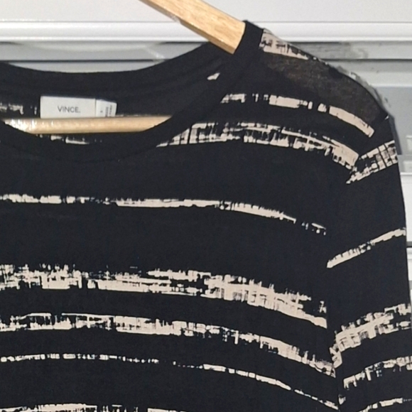Vince Tops | Vince Shadow Stripe Print Long Sleeve Jersey Tee | Color: Black - Picture 8 of 14
